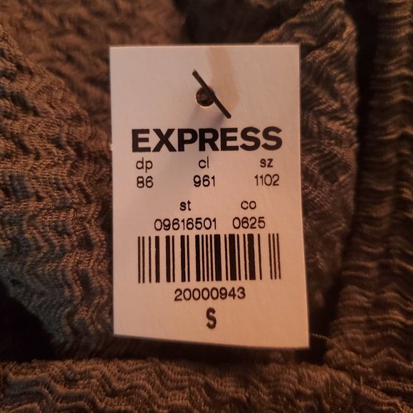 Small Express One Eleven Green Square Neck Ribbed Blouse - Picture 4 of 4